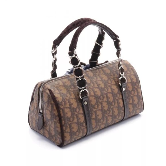 Dior Oblique Hand bag PVC coated canvas Fabric Brown Used Women - Picture 2 of 6